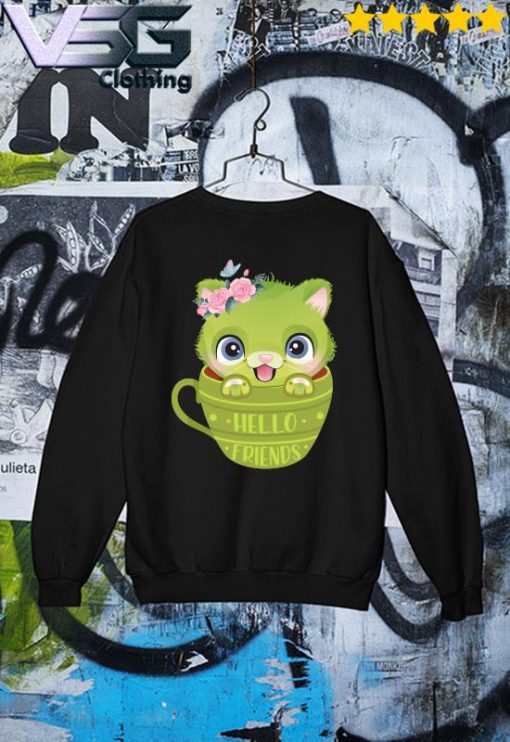 Green Cat Hello Friends s Sweater