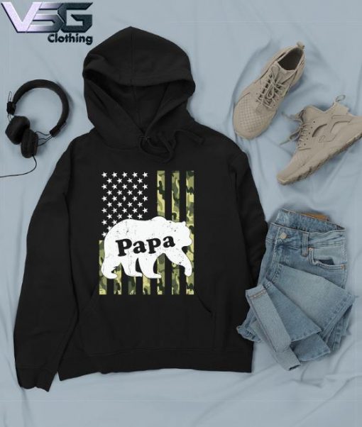Official Best Papa Bear Veteran American Flag Father's Day T-shi Hoodie