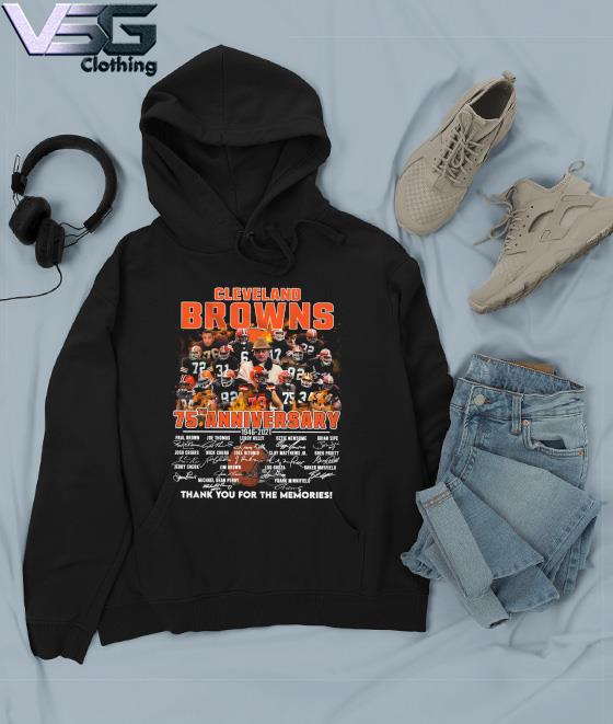 The Browns 75th anniversary thank you for the memories signatures shirt,  hoodie, sweater, long sleeve and tank top