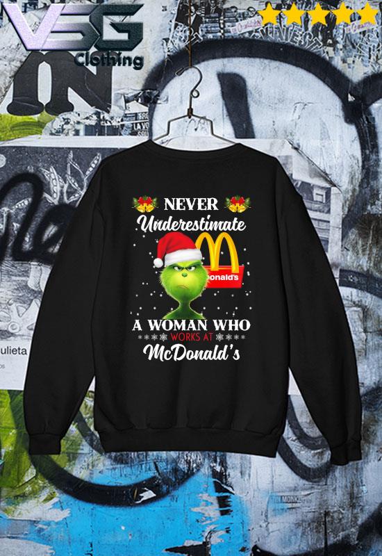 McDonald's symbol with grinch santa hat christmas shirt, hoodie, sweater,  long sleeve and tank top