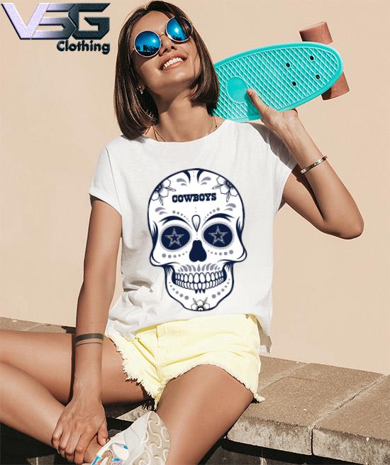 Sugar skull Dallas Cowboys all over print t-shirt - Dallas Cowboys Home