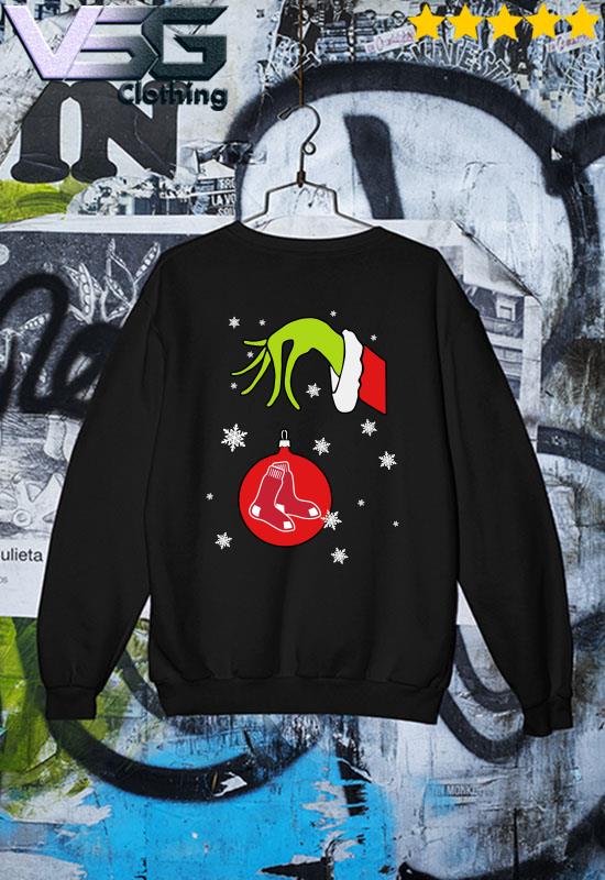 Grinch Hand holding Ornament Boston Red Sox Snowflake Christmas Sweater,  hoodie, sweater, long sleeve and tank top