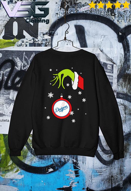 Grinch Hand holding Ornament Los Angeles Dodgers Snowflake Christmas Sweater,  hoodie, sweater, long sleeve and tank top