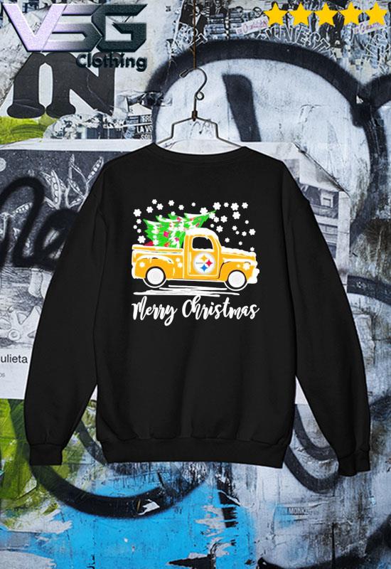 Vintage Car Carrying Christmas Tree Pittsburgh Steelers Merry Christmas T- Shirt - TeeNavi