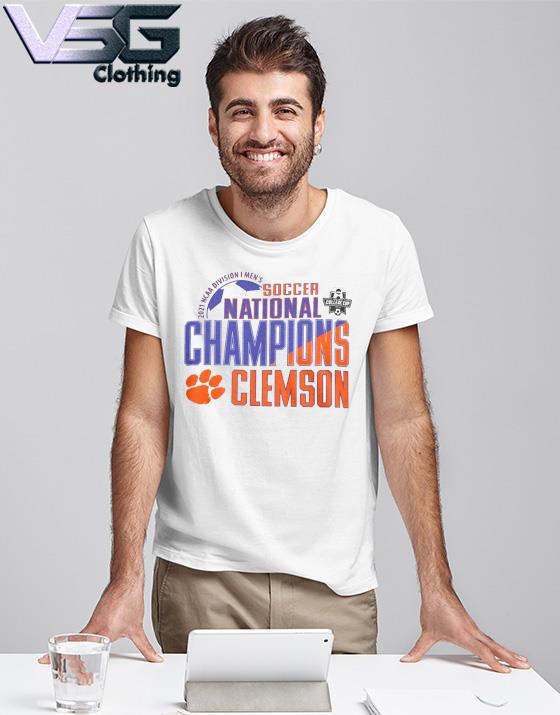 Champion Men's Clemson Tigers 2021 Men's Division 1 Soccer National Champions Locker Room T-Shirt, XL, White