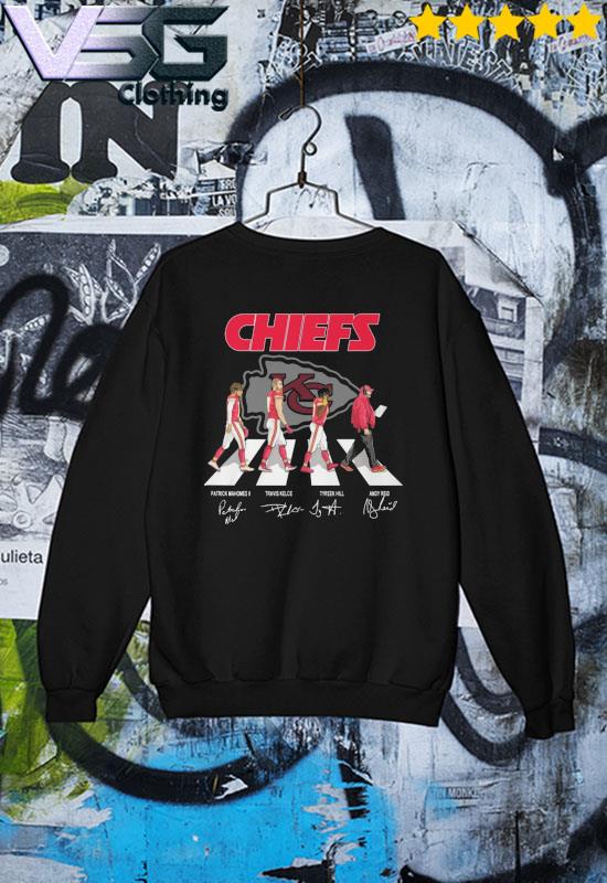 Kansas City Chiefs Christmas Abbey Road Patrick Mahomes Travis Kelce Clyde  Edwards Helaire And Andy Reid Signatures Shirt - Limotees