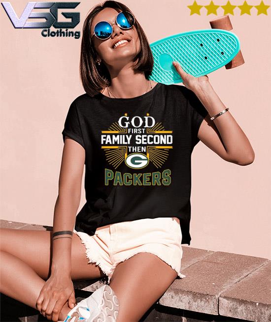 Green Bay Packers Shirt God First Family Second - High-Quality