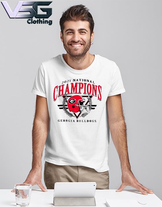 Georgia Bulldogs 3-Time Football National Champions Sketch T-Shirt - White