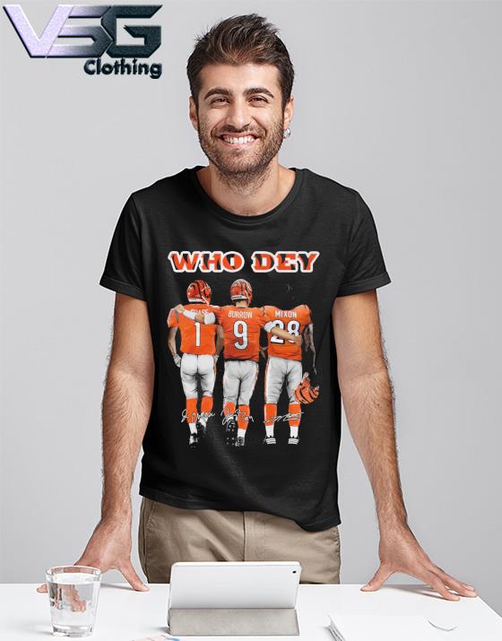 Cincinnati Bengals Who Dey Chase Burrow Mixon Signatures Unisex Shirt