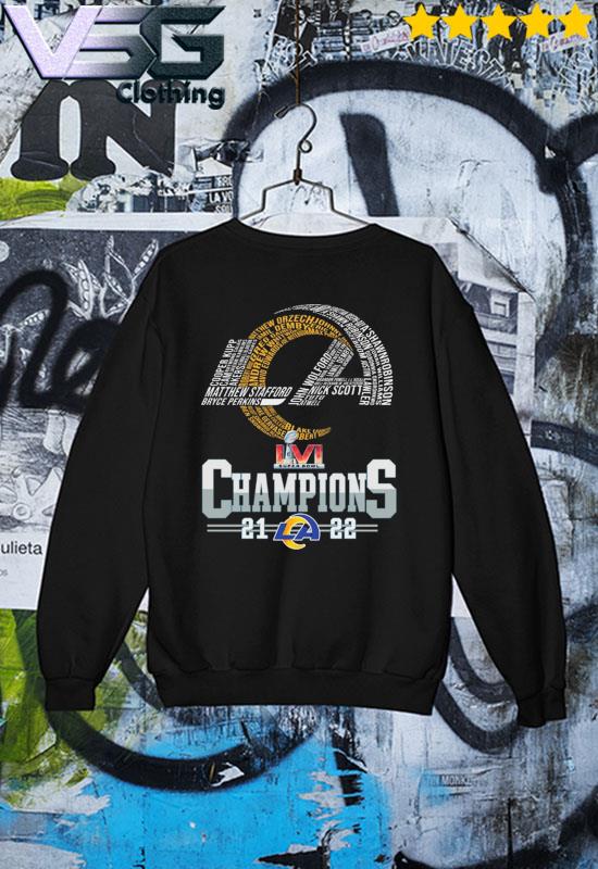 2022 Los Angeles Rams Super Bowl LVI Champions Signature T-Shirt