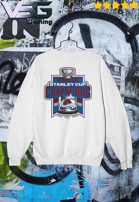 Nice 3-Time Colorado Avalanche Stanley Cup Champions 1996 2001 2022 T-Shirt,  hoodie, sweater, long sleeve and tank top