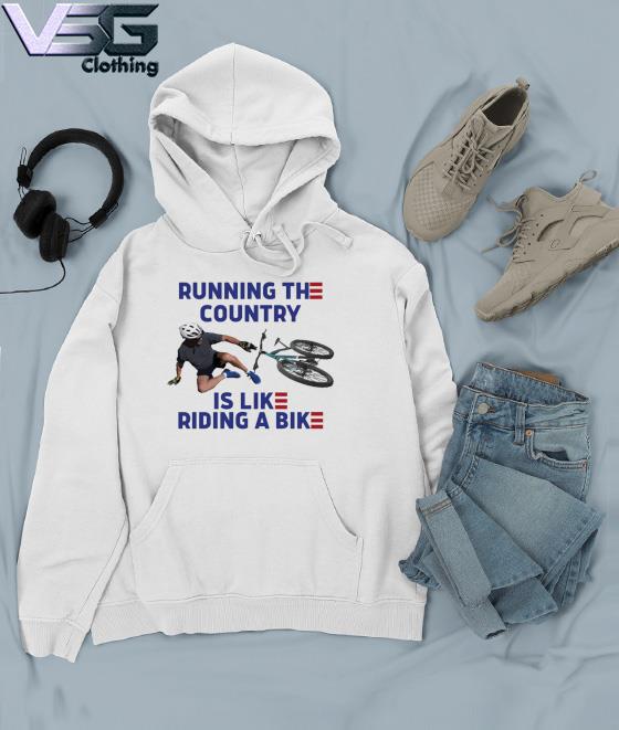 Official Running The Country Shirt - Biden Falling Off The Bike Shirt Hoodie