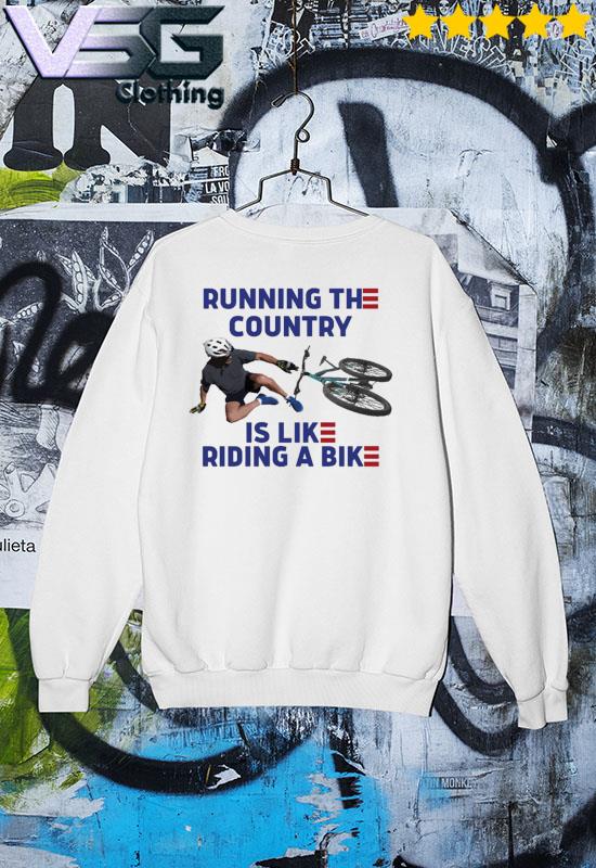 Official Running The Country Shirt - Biden Falling Off The Bike Shirt Sweater