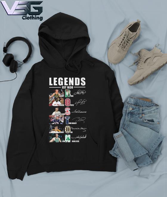 Legends Est 1630 Larry Bird David Ortiz Ted Williams and John Havlicek  signatures shirt, hoodie, sweater, long sleeve and tank top