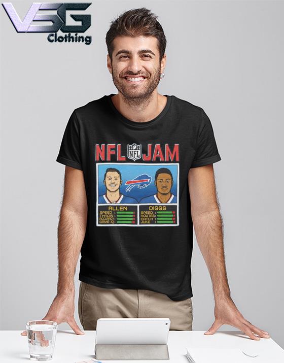 NFL Jam Buffalo Bills Allen and Diggs T-Shirt from Homage. | Officially Licensed Vintage NFL Apparel from Homage Pro Shop.