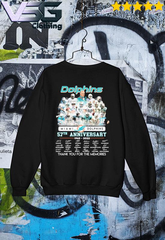 Funny Dolphins Miami Dolphins 57th Anniversary 1965 2022 Signatures Thank  You For The Memories Shirt, hoodie, sweater, long sleeve and tank top