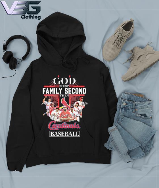Official God first Family second then Cardinals team baseball signatures s Hoodie