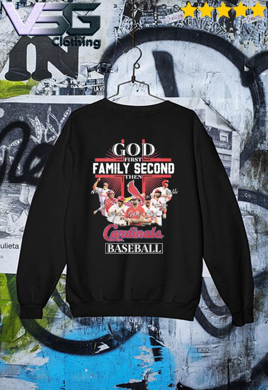 Official God first Family second then Cardinals team baseball signatures s Sweater
