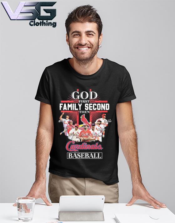 Official God first Family second then Cardinals team baseball signatures s T-Shirt