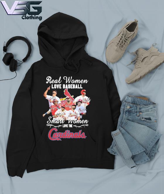 Official Real Women love baseball smart Women love the Cardinals team signatures s Hoodie