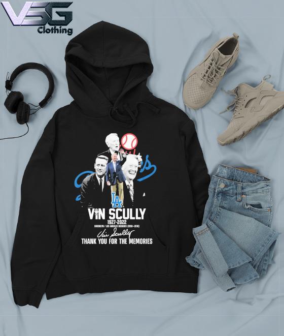 Official Vin Scully 1927-2022 Brooklyn and Los Angeles Dodgers thank you for the memories signature s Hoodie