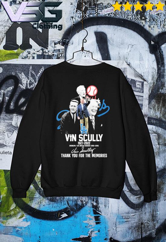 Official Vin Scully 1927-2022 Brooklyn and Los Angeles Dodgers thank you for the memories signature s Sweater