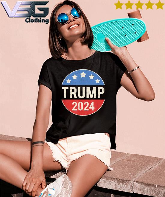 Vote Trump 2024 Retro Campaign Button Re Elect President Trump T-Shirt