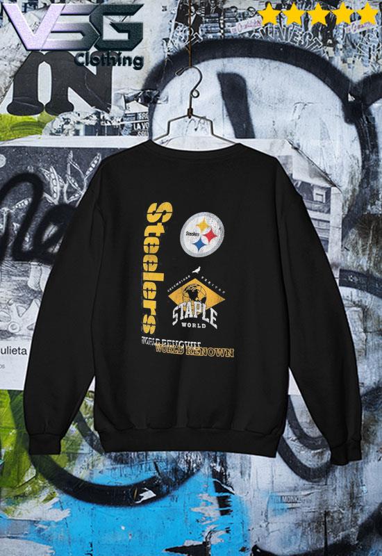 Men's NFL x Staple Black Pittsburgh Steelers World Renowned Long Sleeve T-Shirt Size: Medium