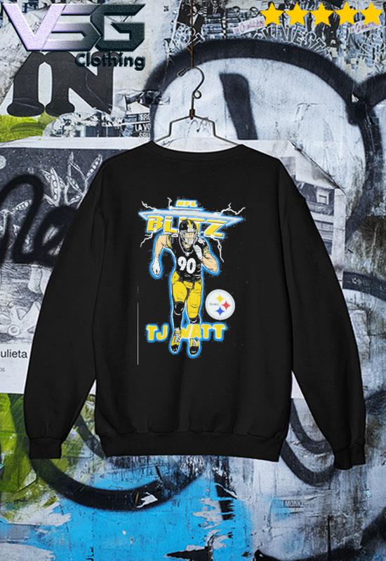 NFL Blitz Pittsburgh Steelers TJ Watt T-Shirt from Homage. | Officially Licensed Vintage NFL Apparel from Homage Pro Shop.