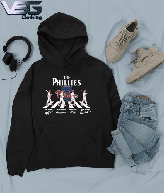 The Phillies Mike Schmidt Steve Carlton Chase Utley and Richie Ashburn walk  signatures shirt, hoodie, sweater, long sleeve and tank top