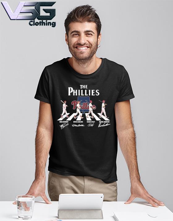 Funny The Phillies Mike Schmidt Steve Carlton Chase Utley Richie Ashburn  abbey road signatures shirt