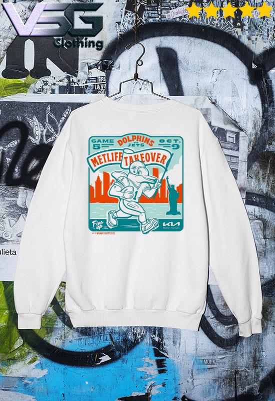 Miami Dolphins vs New York Jets 2022 Metlife Takeover Shirt Sweater Miami Dolphins vs New York Jets 2022 Metlife Takeover Shirt Sweater