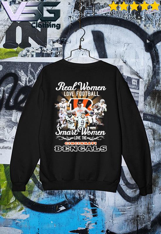 Real Women love football smart Women love the Cincinnati Bengals signatures  T-shirt - Kaiteez