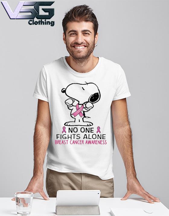 Official snoopy No One Fights Alone Breast Cancer Awareness 2022 shirt Official snoopy No One Fights Alone Breast Cancer Awareness 2022 shirt