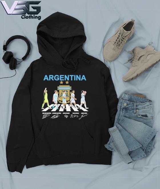 Argentina Football Team 3 Stars Champions World Cup Martinez Alvarez Dybala  Martinez Messi signature Abbey Road shirt, hoodie, sweater, long sleeve and  tank top