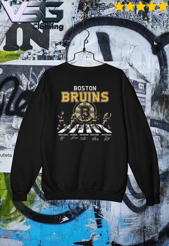 Boston Bruins Hampus Lindholm Jake Debrusk Brad Marchand David Pastrnak  Patrice Bergeron abbey road signatures shirt, hoodie, sweater, long sleeve  and tank top