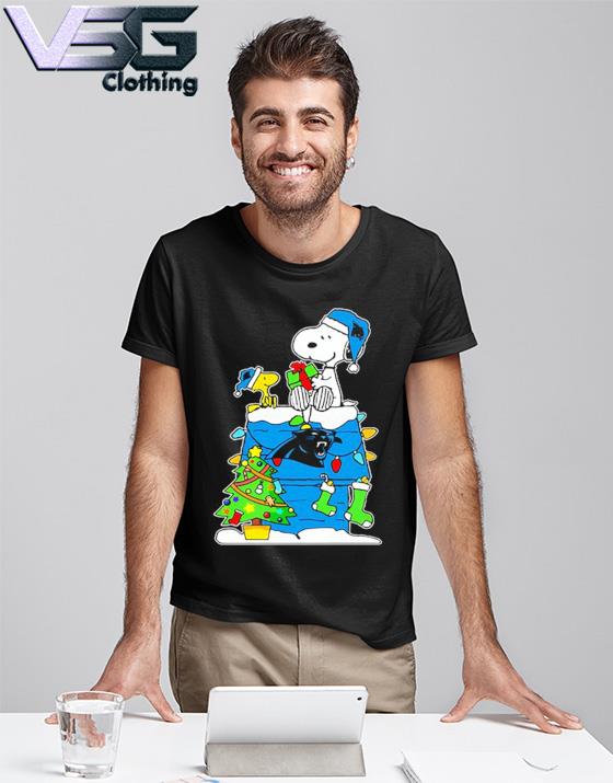 Carolina Panthers Snoopy Tshirt A Happy Christmas NFL Tee Shirts S-3XL