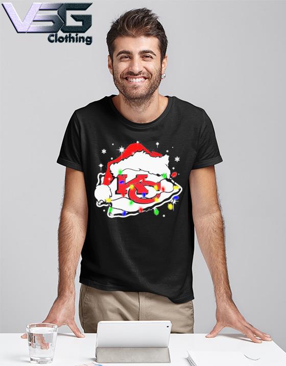 Santa Hat Kansas City Chiefs Logo Christmas Light Shirt, hoodie