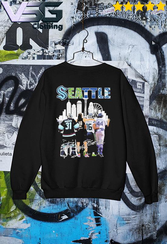 Seattle sports team Grubauer Bird and Lockett legends signatures s Sweater Seattle sports team Grubauer Bird and Lockett legends signatures s Sweater