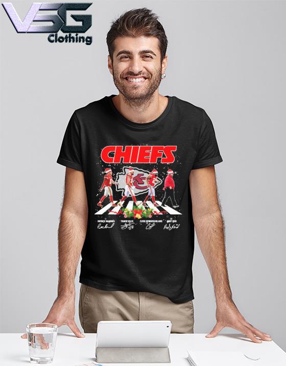 The Chiefs Clyde Edwards Helaire Travis Kelce Patrick Mahomes And Andy Reid  Abbey Road Signatures Shirt, hoodie, sweater, long sleeve and tank top