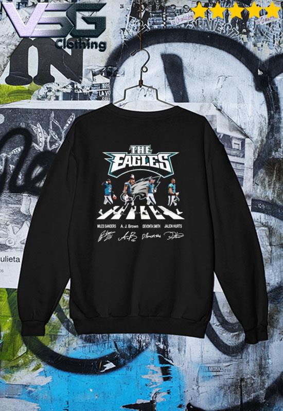 The Philadelphia Eagles Miles Sanders Aj Brown Devonta Smith And Jalen Hurts  Abbey Road Signatures Shirt, hoodie, sweater, long sleeve and tank top