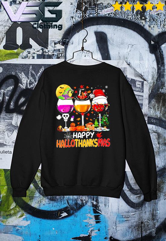 Wine Hat Santa Witch Happy Hallothanksmas 2022 s Sweater Wine Hat Santa Witch Happy Hallothanksmas 2022 s Sweater