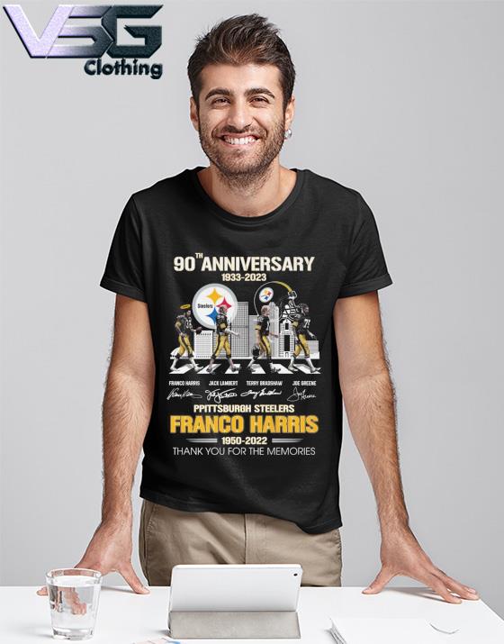 Pittsburgh Steelers 90Th Anniversary 1933-2023 Franco Harris 1950-2022  Abbey Road Signatures Tee Shirt - Snowshirt