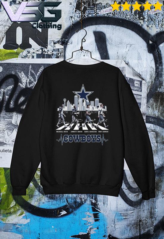 Dallas Cowboys Skyline Abbey Road Michael Irvin Emmitt Smith Daryl Johnston  And Troy Aikman Signatures Shirt, hoodie, sweater, long sleeve and tank top