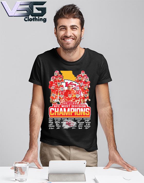 Official 2022 Kansas City Chiefs AFC west division Champions signatures  shirt, hoodie, sweater, long sleeve and tank top