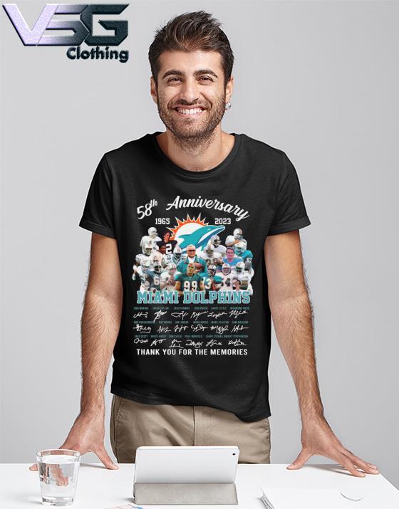 Miami Dolphins 58th Anniversary 1965-2023 Thank You For The Memories  Signatures Shirt, hoodie, sweater, long sleeve and tank top