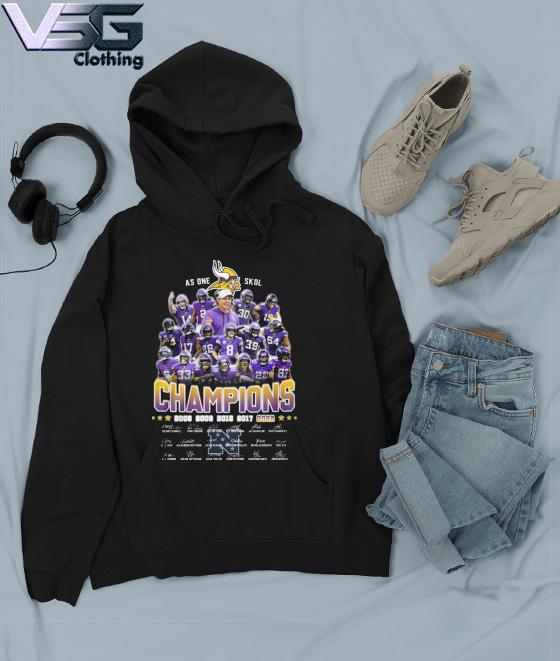 Minnesota Vikings champions as one Minnesota Vikings Skol with signatures  shirt, hoodie, sweater, long sleeve and tank top