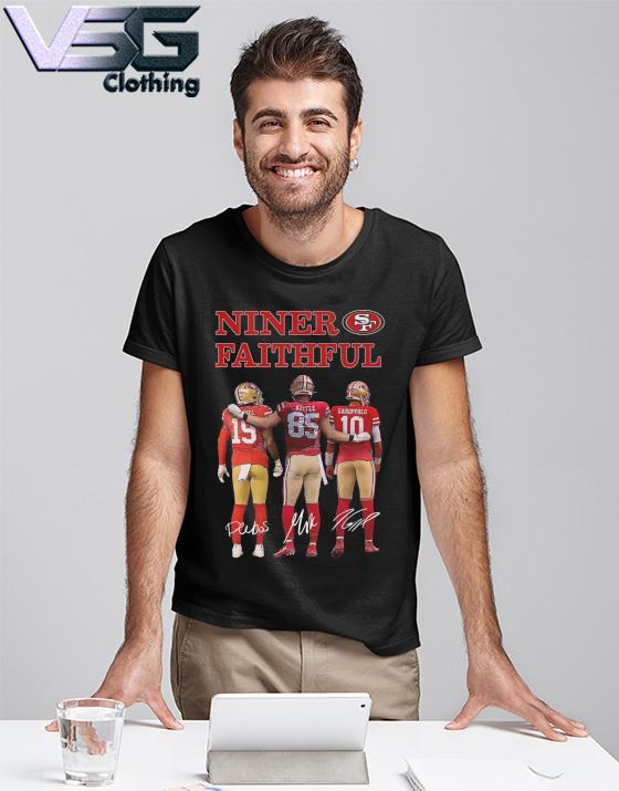 Niner Faithful San Francisco 49ers Deebo Samuel George Kittle and Jimmy Garoppolo signatures shirt