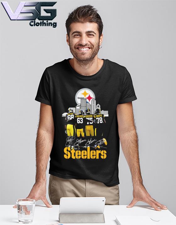 Pittsburgh Steelers Greenwood Holmes Greene and While signatures shirt