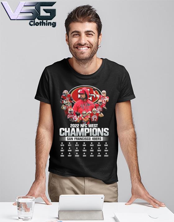 San Francisco 49ers team football 2022 NFC West Division Champions  1970-2022 signatures shirt, hoodie, sweater, long sleeve and tank top